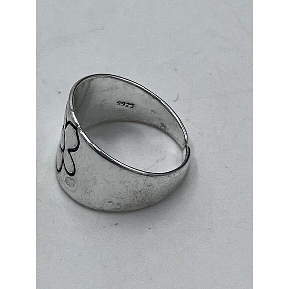Sterling Silver 925 Swirly Daisy Flower Imprint Impression Ring 925 Sz 7.5 - Picture 5 of 10